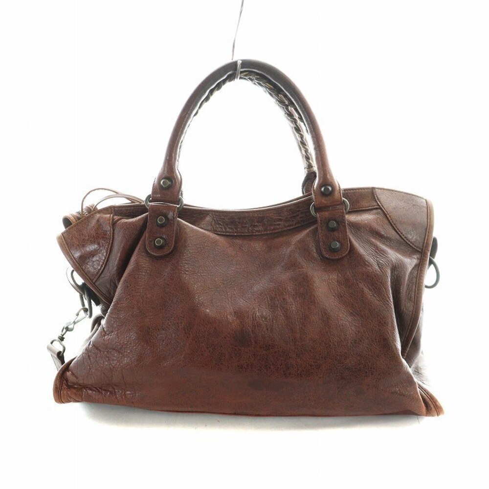 Balenciaga The City Editors Tote Bag Shoulder Leather Brown